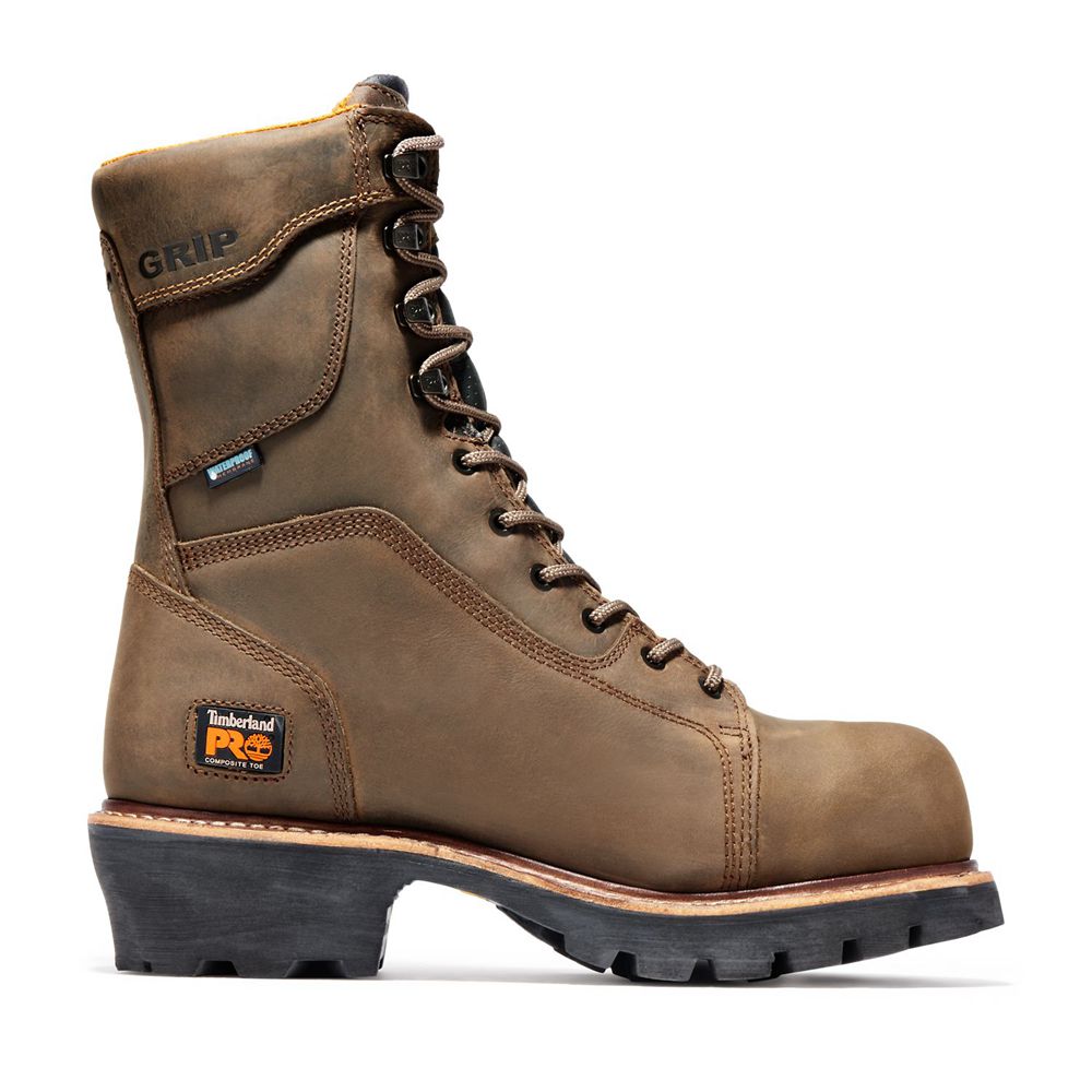 Timberland Pro Μποτακια Ανδρικα Καφε - Rip Saw 9" Comp Toe Logger - Greece 3218759-YD